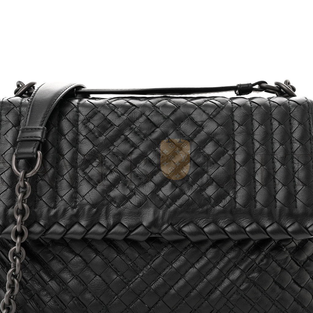 BOTTEGA VENETA NAPPA INTRECCIATO BABY OLIMPIA SHOULDER BAG BLACK (23*17*8cm)