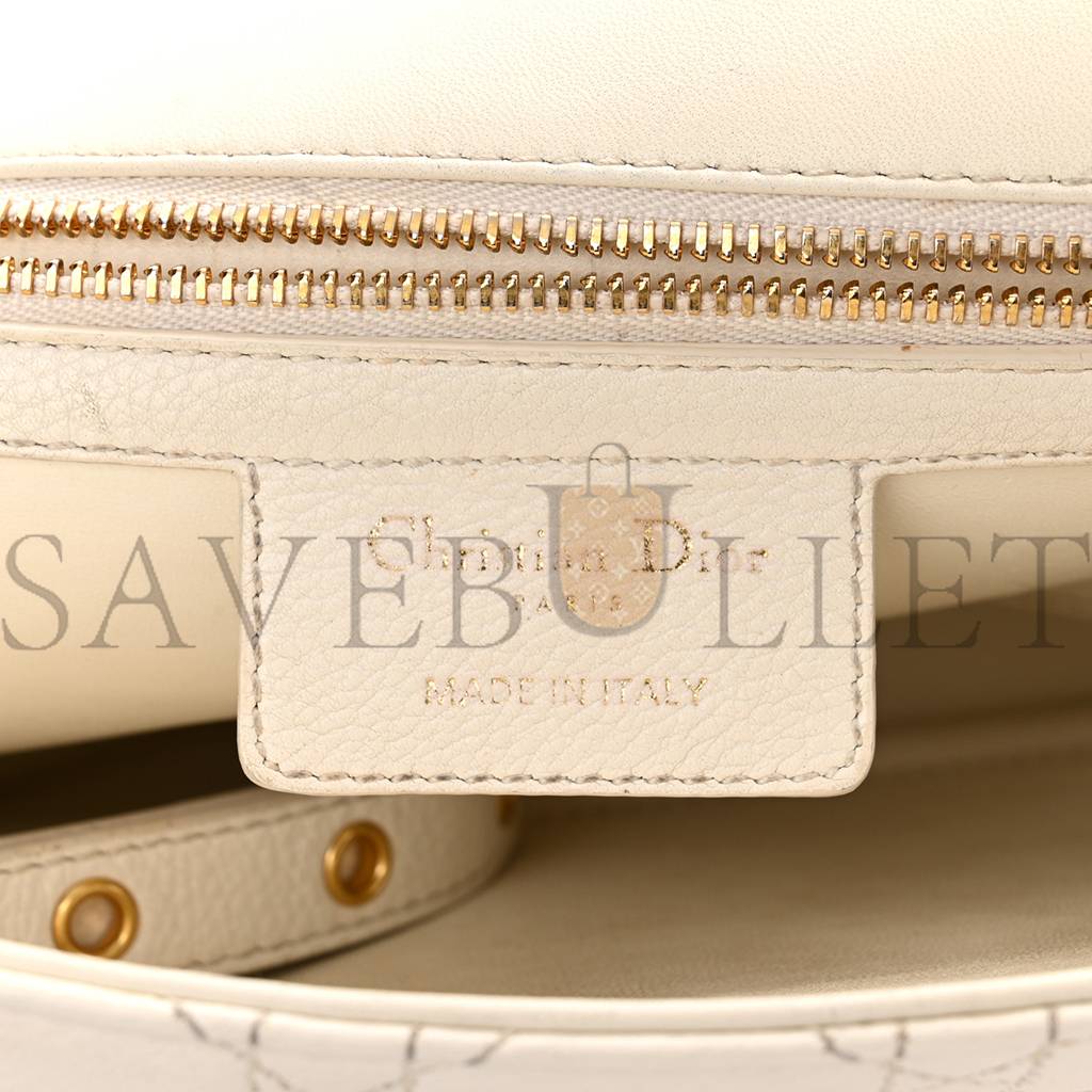 DIOR GRAINED CALFSKIN CANNAGE LARGE CARO BAG LATTE (29*17*8.9cm)