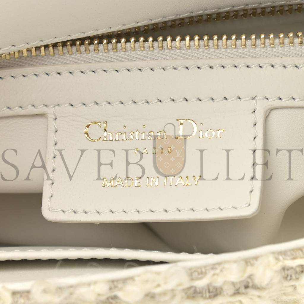 DIOR TWEED CANNAGE SMALL CARO BAG WHITE (20*12*6.4cm)